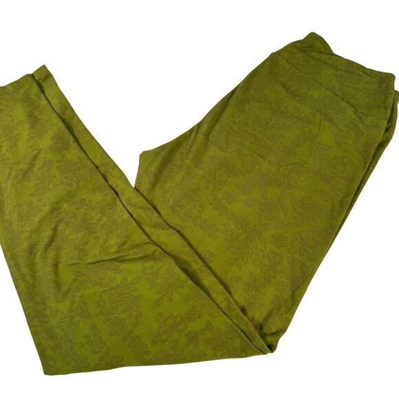 LuLaRoe Avocado Green Patterned Leggings Tall and Curvy - Picture 1 of 5